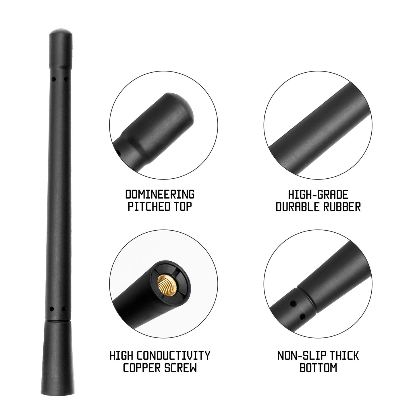 KSaAuto H12 Pair AM/FM Radio Antenna for Harley Davidson Road Street Electra Tour Glide (1998-2026) 7 Inch Polished, Copper Core & Screw, Flexible