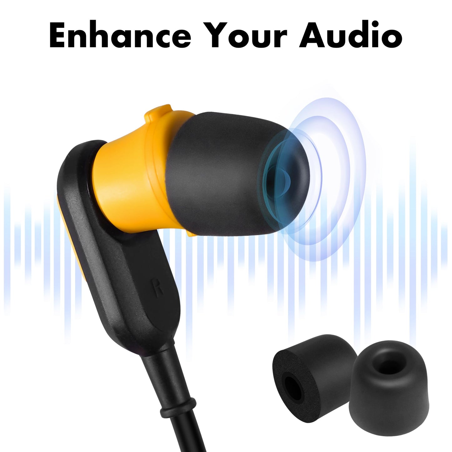 Cyberguys! Memory Foam Ear Tips Replacement for DEWALT Earbuds, Premium Noise-Isolating Foam Earbud Tips, Fits 5.0-5.2mm Nozzle, Soft Comfort