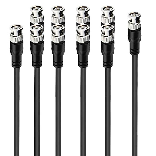 JOINSI 5-Pack 5ft BNC Male to BNC Male Jumper 75-Ohm Cable Extension Connector for CCTV DVR to TV System