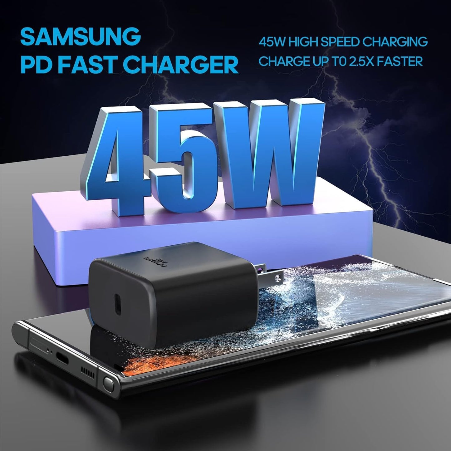 Samsung USB-C Charger Super Fast Charging 45W Wall Charger & 6.6FT Cable for Samsung Galaxy S26 Ultra/S26/S26+/S25 Ultra/S25/S25+/S24+/S24