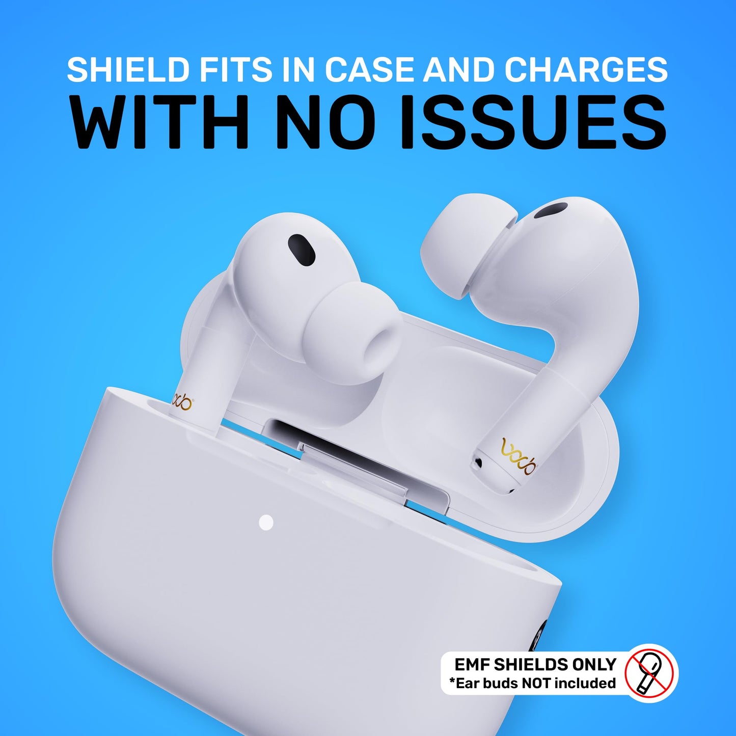 EMF Shield Sticker for AirPods - Lab-Tested Electromagnetic Wave Reduction, Made in USA, Patented for 5G & Wireless Devices, Works with All Short Stem