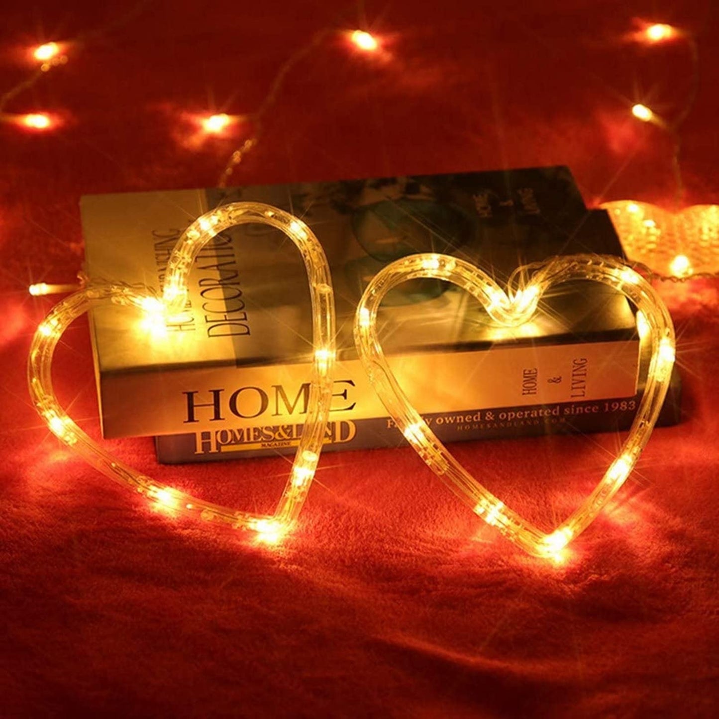 Efunly Valentines Day Decor Lights,138 LED 12-Heart-Shaped String Lights Waterproof,8 Modes Connetable 29V Plug in Curtain Lights for Kids Bedroom
