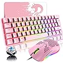 Portable 60% Mechanical Gaming Keyboard, 62-Key Mini Wired Office Keyboard, Blue Switch LED Backlight for Windows Laptop Mac Easy to Travel
