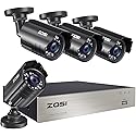 ZOSI 8CH 3K Lite Home Security Camera System Outdoor Indoor, AI Human/Vehicle Detection, Night Vision, 4pcs 1920TVL 1080P Metal CCTV Cameras, Remote