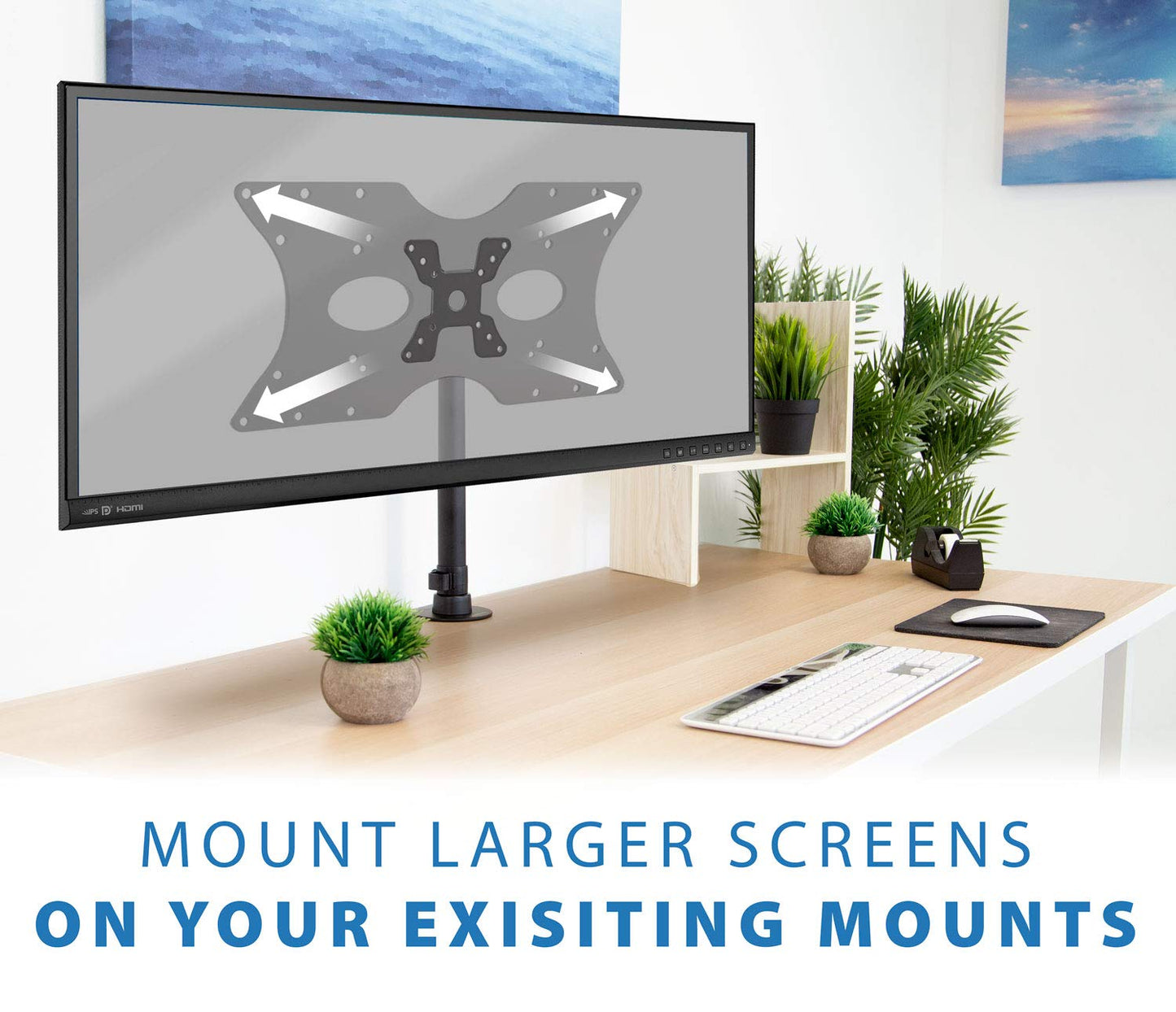 Mount-It! Steel VESA Adapter Plate Bracket, Conversion Kit for TV and Monitor Mounts, Expands 50x50 75x75 100x100 200x100 200x200 to Larger VESA