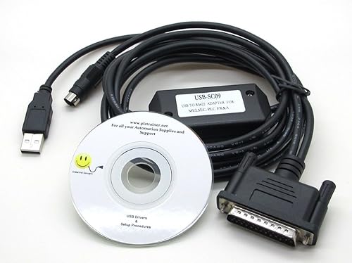Industrial Concepts USB SC09-FX 4P Black Male-to-Male USB Cable for Mitsubishi MELSEC FX Series PLCs