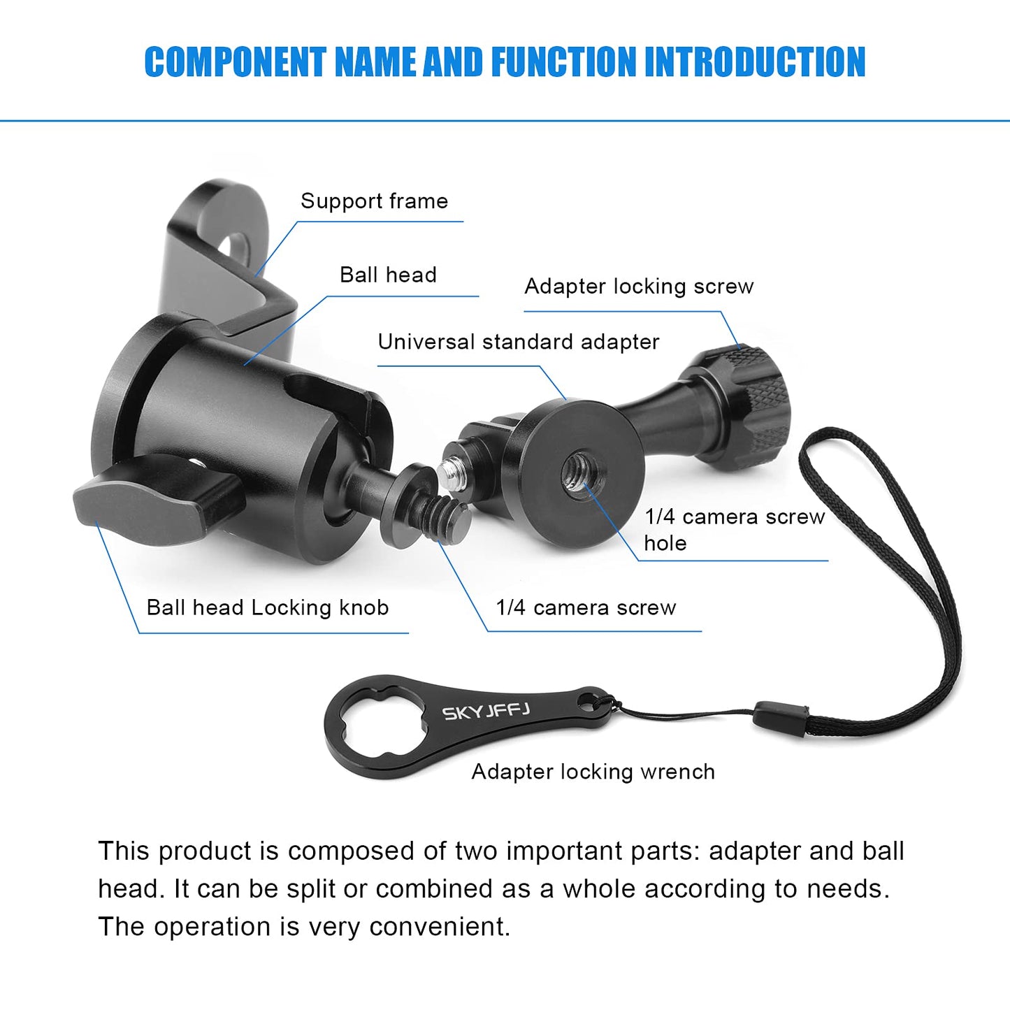 SKYJFFJ Motorcycle Sports Camera Holder Mount for Gopro Hero 13 12 11 10 9 8 DJI Osmo Insta360 AKASO and Other Action Camera