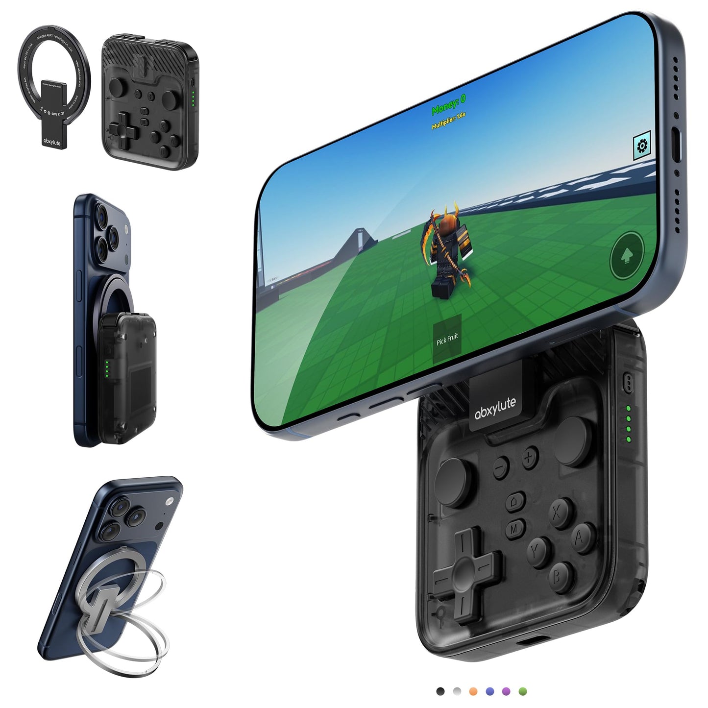 abxylute M4 Snap-On Mobile Gaming Controller for Android & iPhone, Switch 1&2, Portable Bluetooth Controller, Pocket-Sized Retro Arcade Phone Gamepad