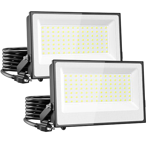 Onforu 120W Flood Lights Outdoor,12000lm Bright LED Work Light with Plug,Daylight White LED Flood Lighting, IP66 Waterproof Security Yard Lights