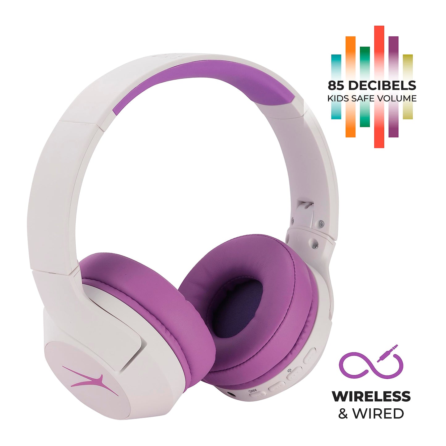 Altec Lansing Kid Safe Noise Cancelling Wireless Headphones 15H Battery, 85dB Volume Limit, Foldable Design Powerful Sound, Active Noise Cancellation