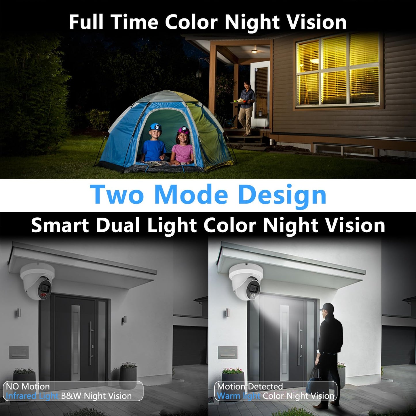 Tennoz 8MP 4K PoE IP Security Camera, H.265 Dome IP Camera with Smart Dual Light Colorvu, 5X Optical Zoom, Two Way Talk, SD Card Slot, 98ft Night