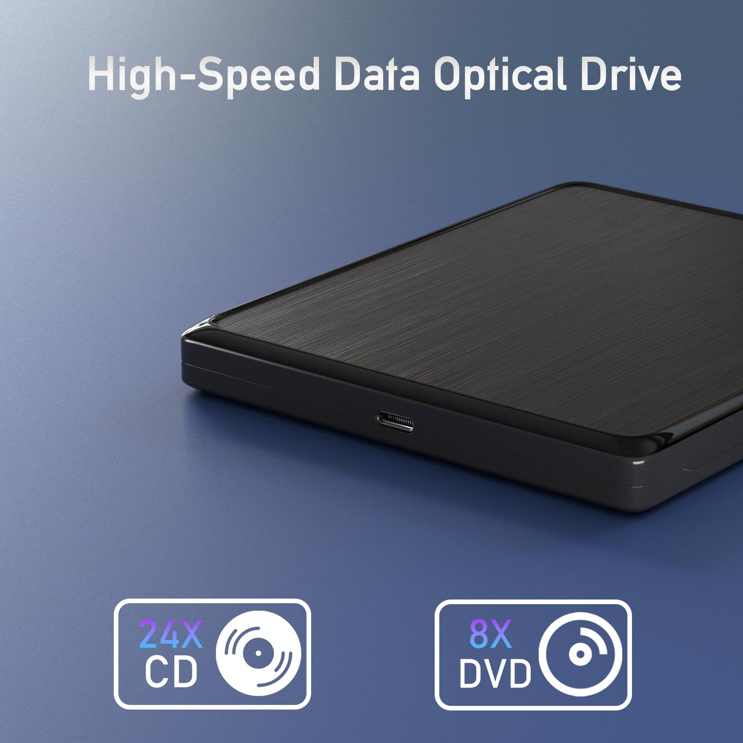 External CD/DVD Drive for Laptop, USB 3.0 and Type-C USB CD/DVD External Drive DVD Burner, External DVD Player for Laptop with Extended Data Cable