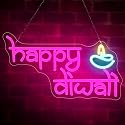 WILLBOND Happy Diwali Neon Sign Diwali Diya Party Decoration Deepawali LED Neon Light Sign Indian Hindu Pooja Room Light Hanging Decoration for Puja