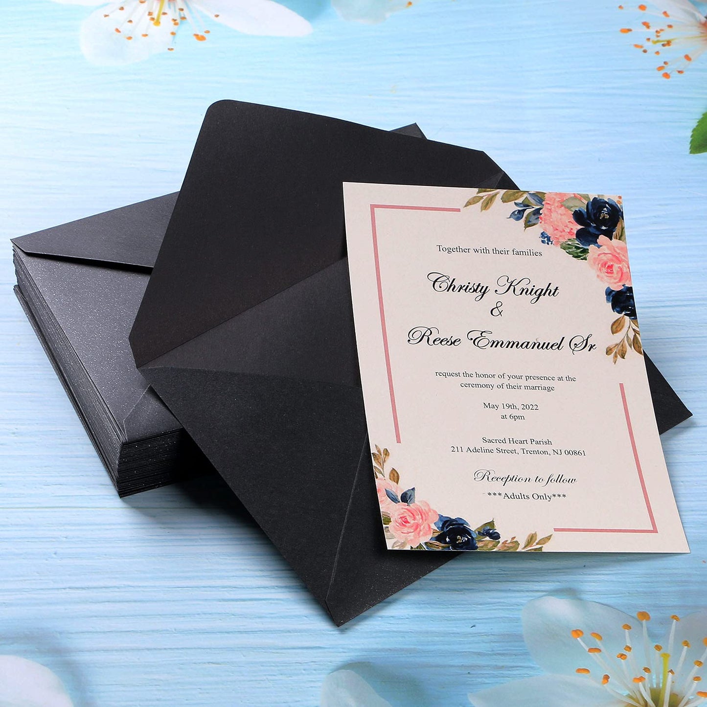 PONATIA 50 Pieces/Lot A7 Silver Glitter Envelopes, 5.25 x 7.5'', Perfect for 5x7'' Weddings, Invitation Cards,Graduation Invite
