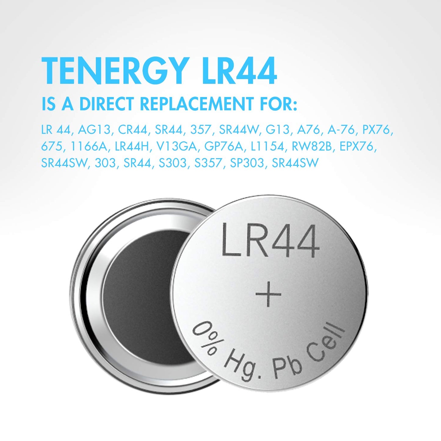 Tenergy 1.5 Volt Battery LR44, Button Cell LR44, ag13/LR44 Batteries Equivalent, Ideal for Watches, Laser Pointers, Small Toys, Portable Electronics…