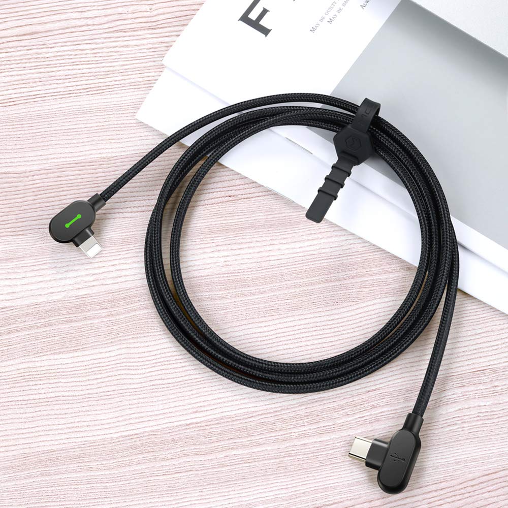 mcdodo LED 36W PD Fast Charge Cord Nylon Braided Sync Charge USB Data 4FT Cable Compatible14/13/12/11 Pro Max (Black, 4FT/1.2M)