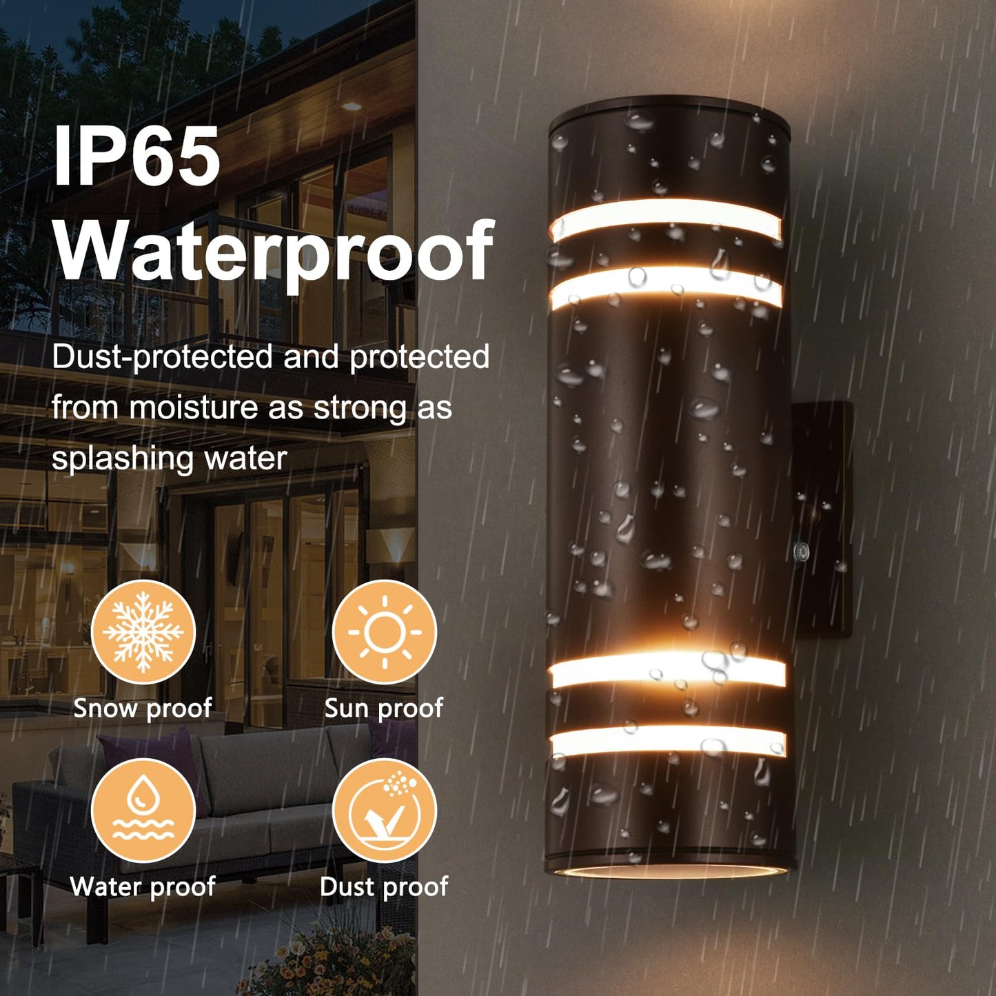 Housen Solutions Outdoor Light Fixture, IP65 Waterproof Exterior Lighting Fixtures, Oil Rubbed Bronze Aluminum Wall Mount Porch Lights, Outdoor Lights