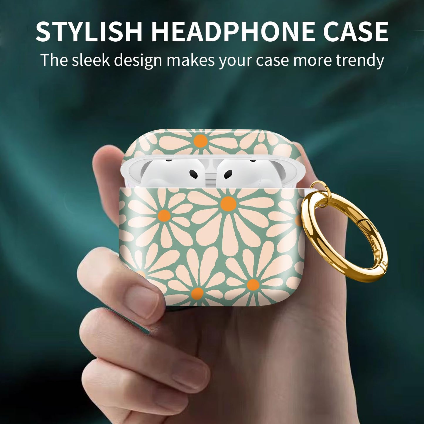 Cute Case Cover Compatible with AirPod 4th Generation 2024, Shockproof for Women & Girls with Cute Golden Round Buckle - Protective, Anti-Drop