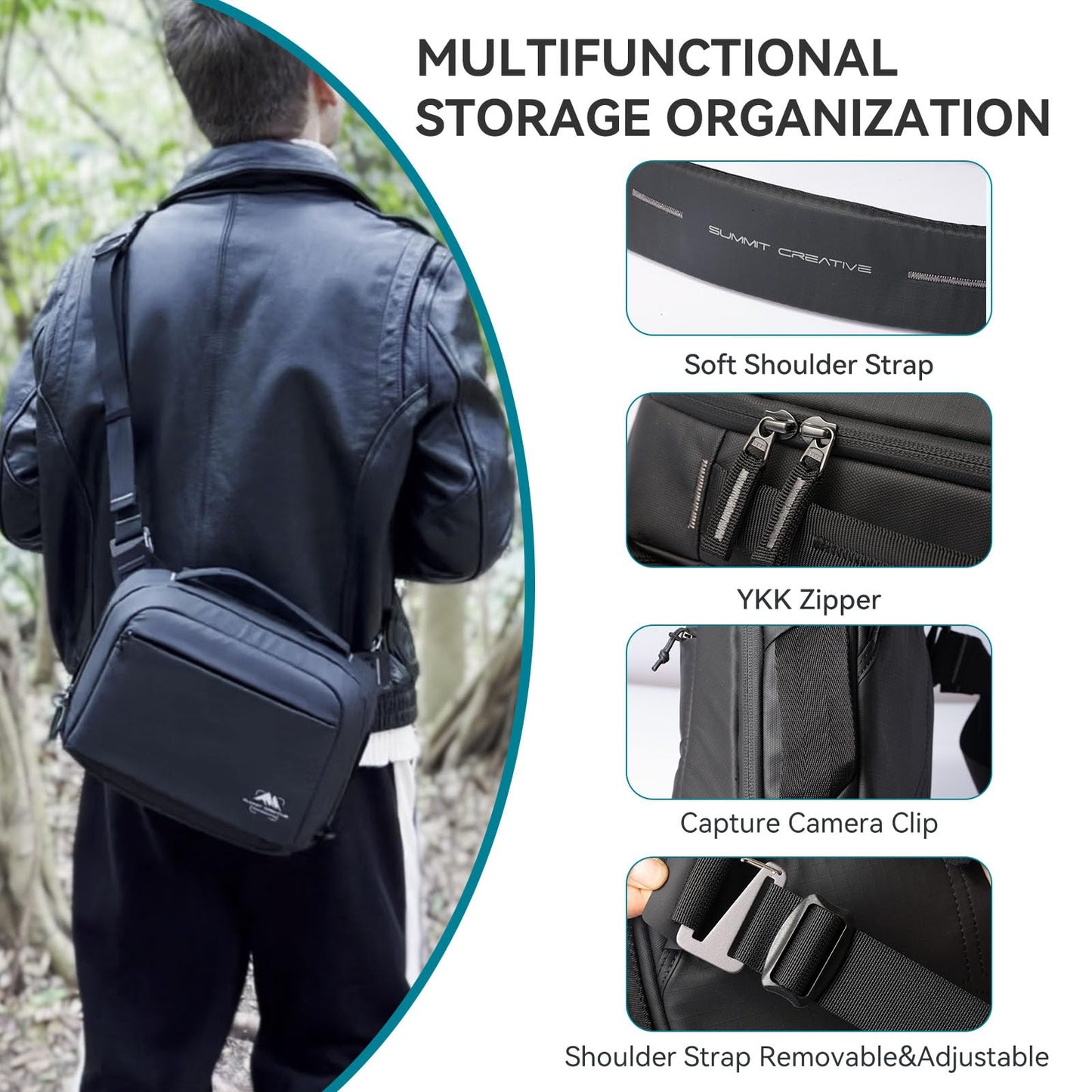 Summit Creative 4L Concept 2-in-1 Sling Bag, Everyday Waterproof Crossbody Shoulder Camera Bag, Portable DSLR Backpack for Photography, Travel & Daily