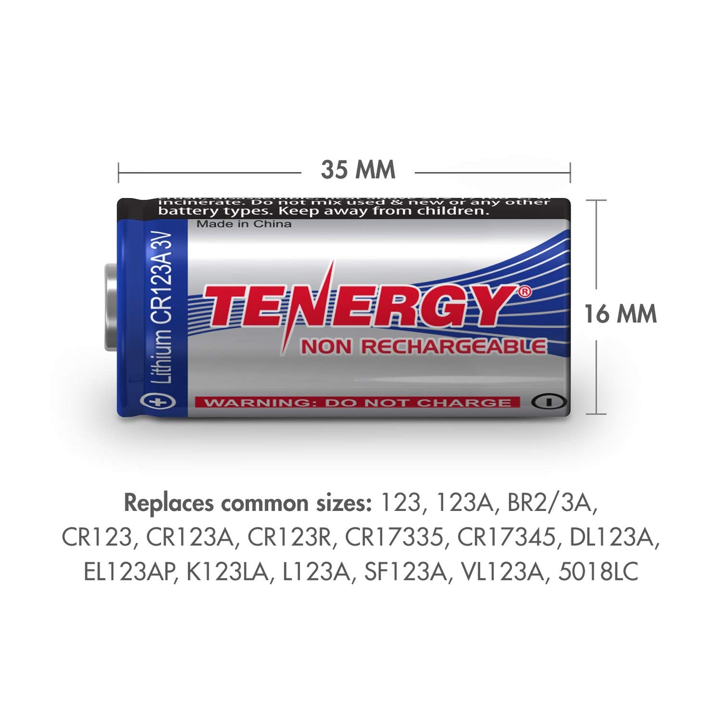 Tenergy 3V CR123A Lithium Battery, High Performance CR123A Cell Batteries PTC Protected for Smart Sensors 4 Pack (Non-Rechargeable)