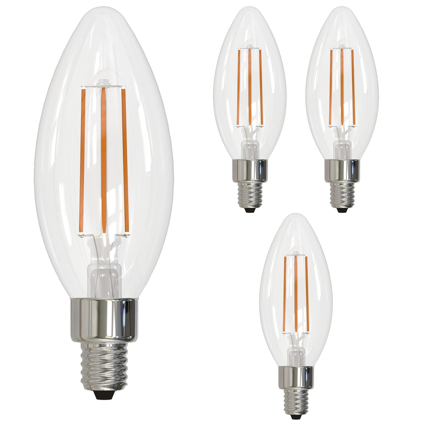 Bulbrite 776626 5 Watt B11 LED Filament Light Bulb, E12 Candelabra Base, 2700K 500 Lumens, 60W Equivalent (4 Pack)