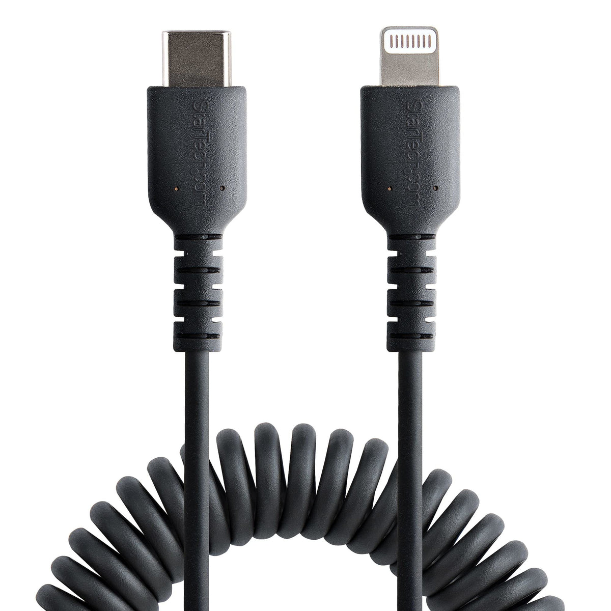 StarTech 3ft/1m USB-C to Lightning Cable Black Coiled MFi (RUSB2CLT1MBC)
