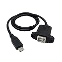 CERRXIAN 50cm Micro USB 5pin Male to USB Type B 2.0 Female Extension Panel Mount Data and Charge Cable with Screws Holes