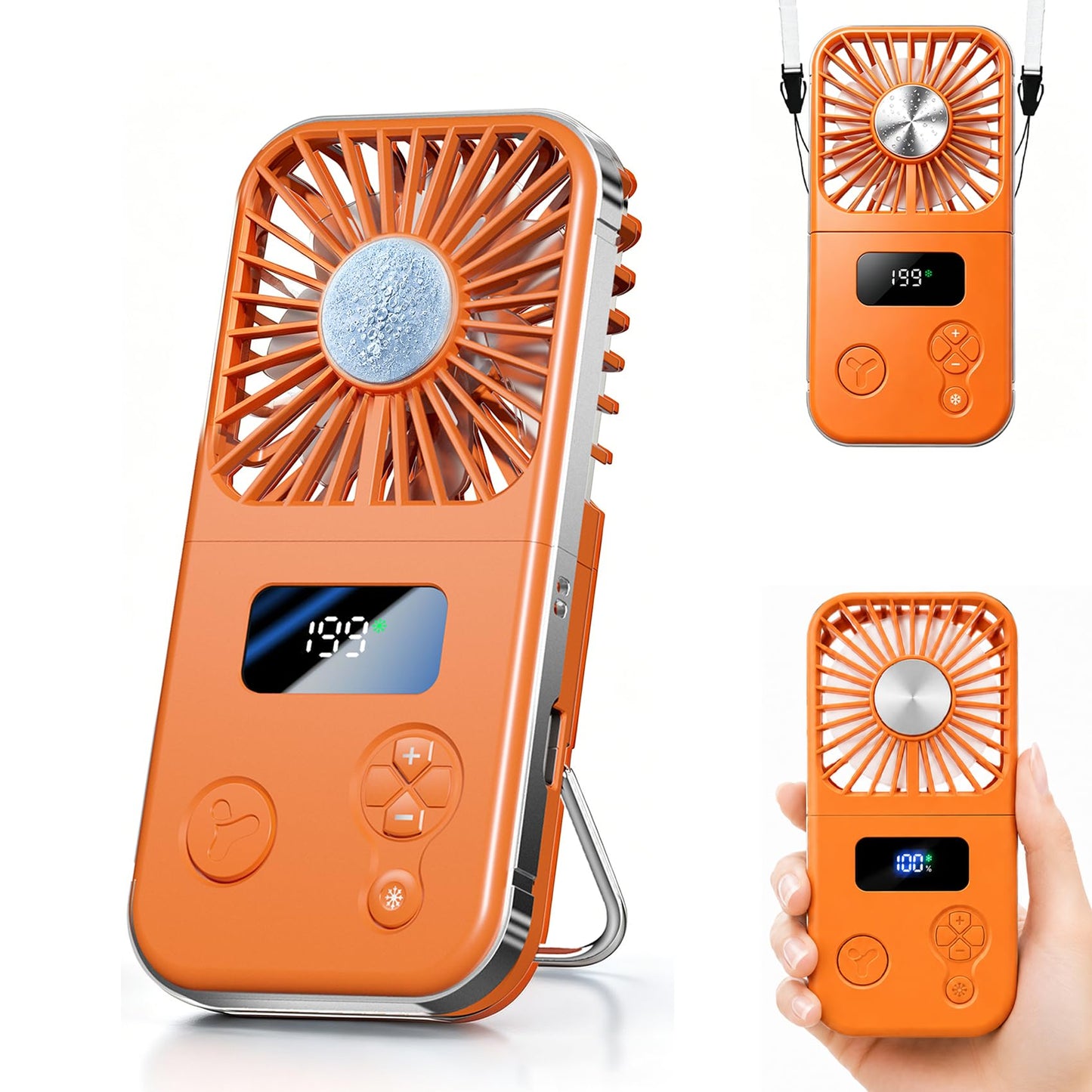 tulilut Portable Fan, Handheld Fan with Ice Cooling Plate, 5 Speeds Mini Personal Cooling Fan, Foldable USB-C Desk Fan with Digital Display & Lanyard