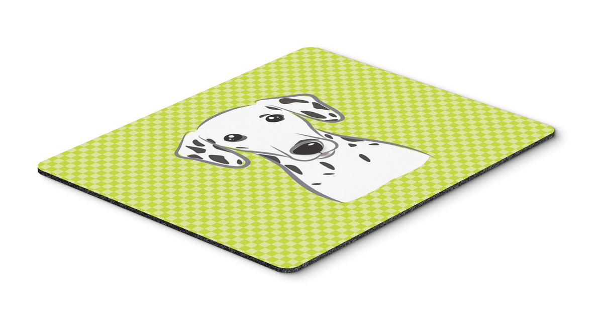 Caroline's Treasures BB1272MP Checkerboard Lime Green Dalmatian Mouse Pad, Hot Pad or Trivet for Home Office Gaming Working Computers Laptop Mouse
