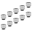 EKWB EK-Quantum Torque HDC-14 Compression Fitting for EKWB Rigid Tubing, 14mm OD, Nickel, 10-Pack