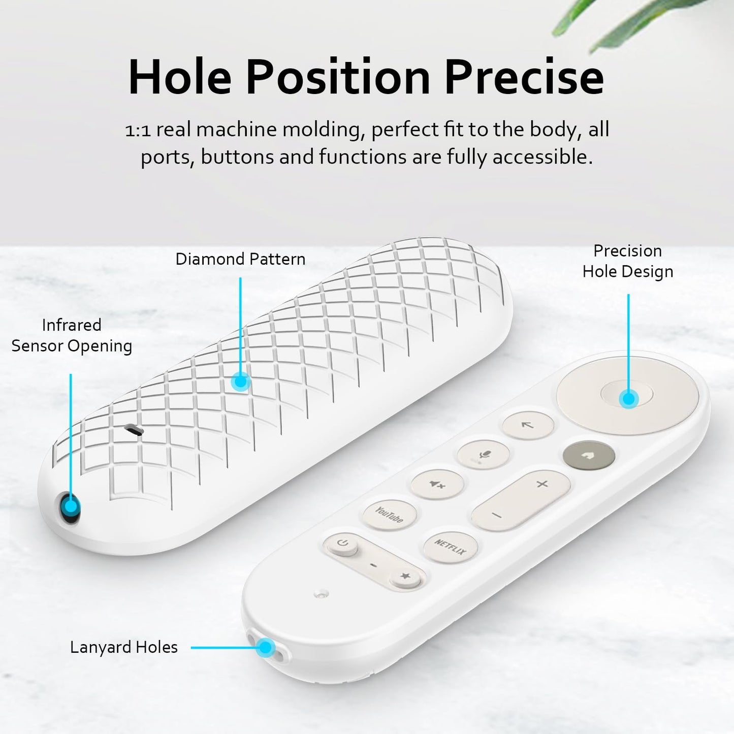 LEFXMOPHY Cover Case for Google TV Streamer 4K Remote Cover 2024 Protective Glove with Lanyard - White