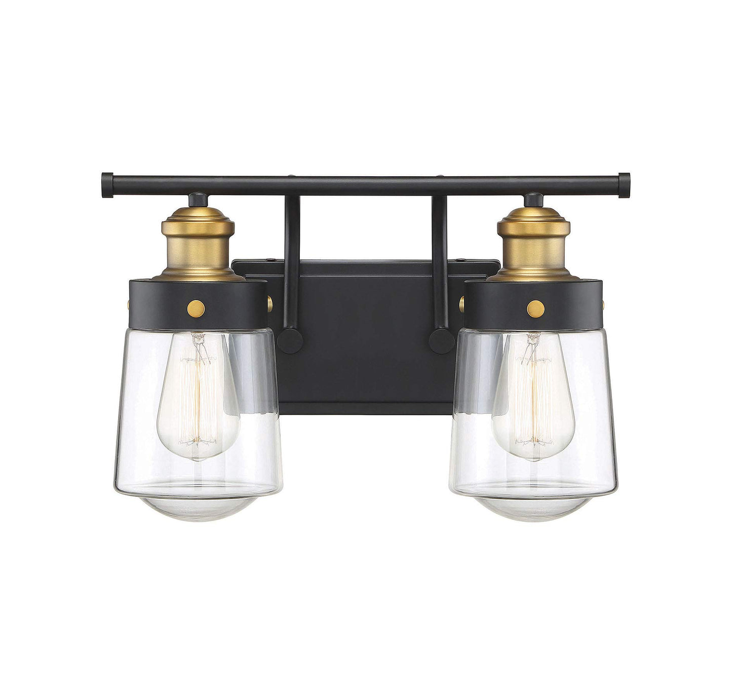 Savoy House 8-2069-2-51 Macauley Industrial Farmhouse Rustic Clear Glass Bathroom Vanity Wall Light, 2-Light 120 Total Watts, 10" H x 15" W, Vintage