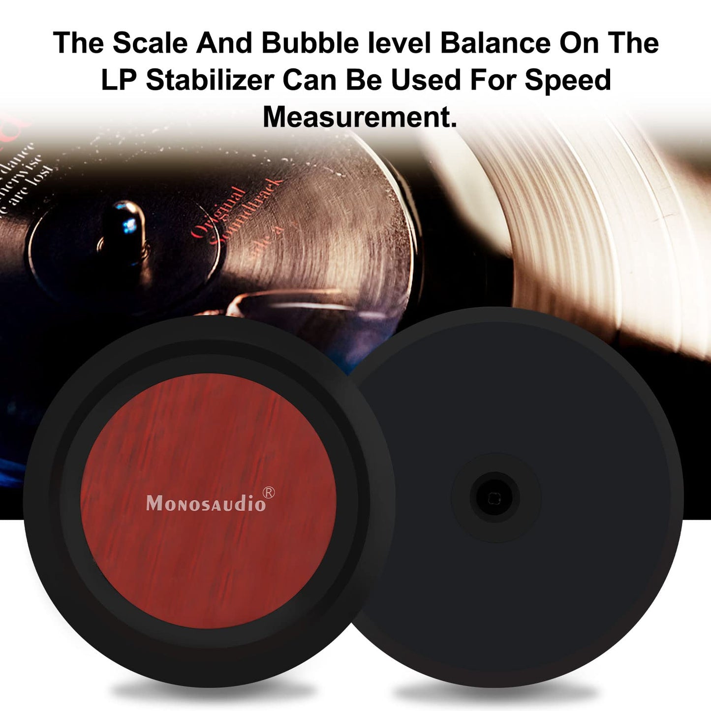 Monosaudio Record Weight - 290G Audiophile Turntable Weight Aluminum Alloy Red Wood with Soft Base Pad for Vinyl HiFi LP Turntable Record Player