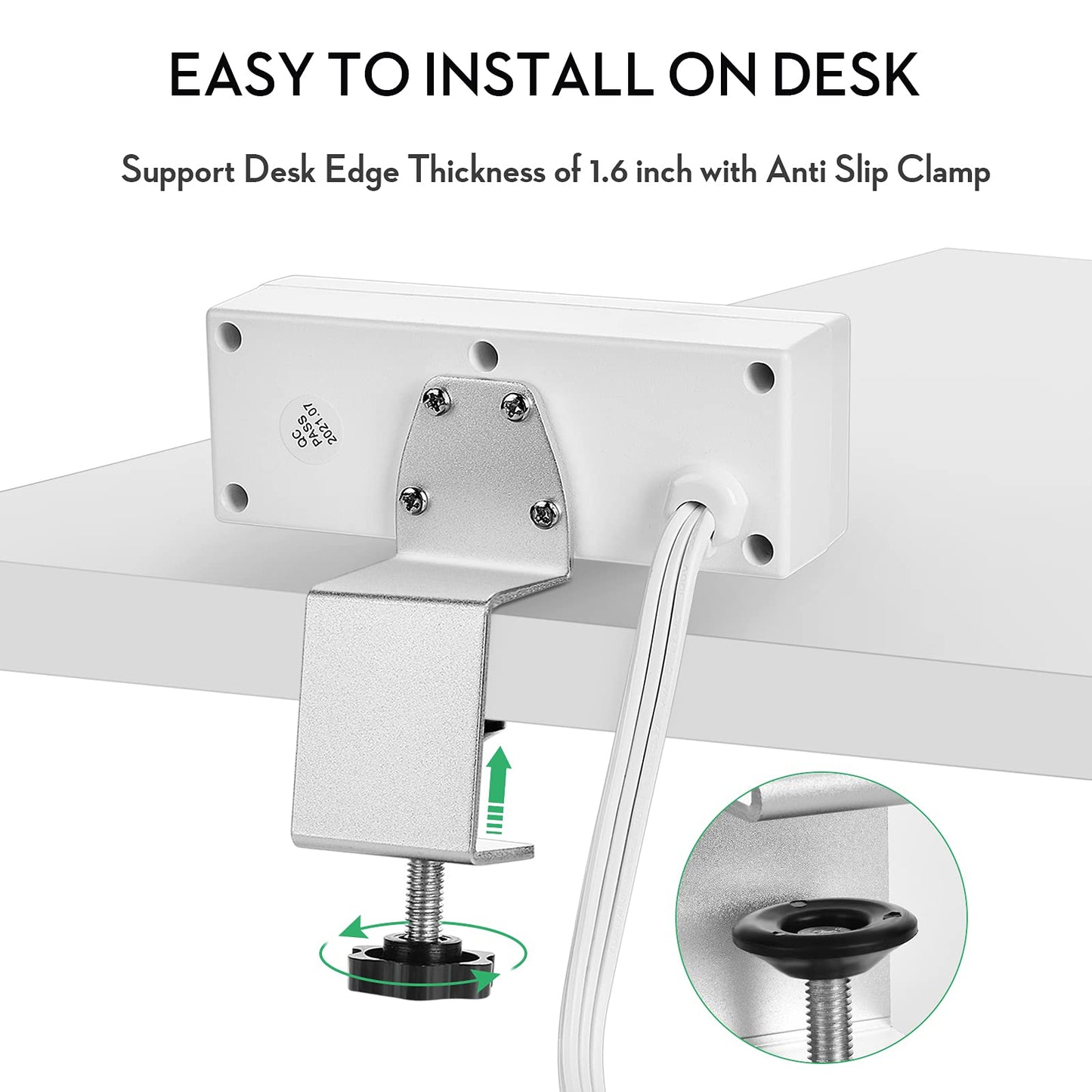 Desk Clamp Power Strip with USB Ports Desktop Mounted Power Outlets Table Edge Power Charging Station 6.56 FT Extension Power Cord for Home Office