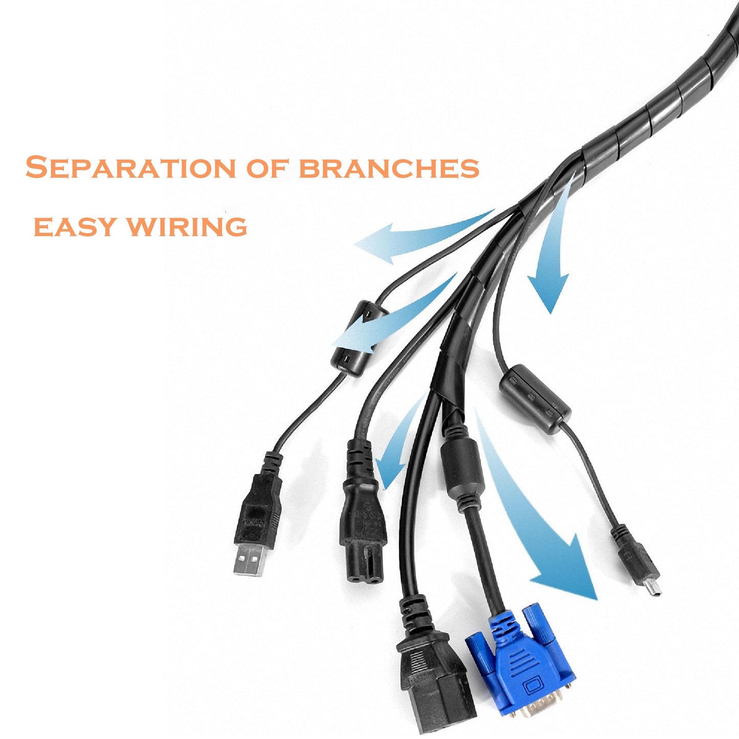 MyyYiTar 1 inch-5.5ft Spiral Wrapping Cable Winding Coiled Cord Bundle Sleeve Hose Tube Cover for Computer/TV/USB Electrical Wire Management Organizer