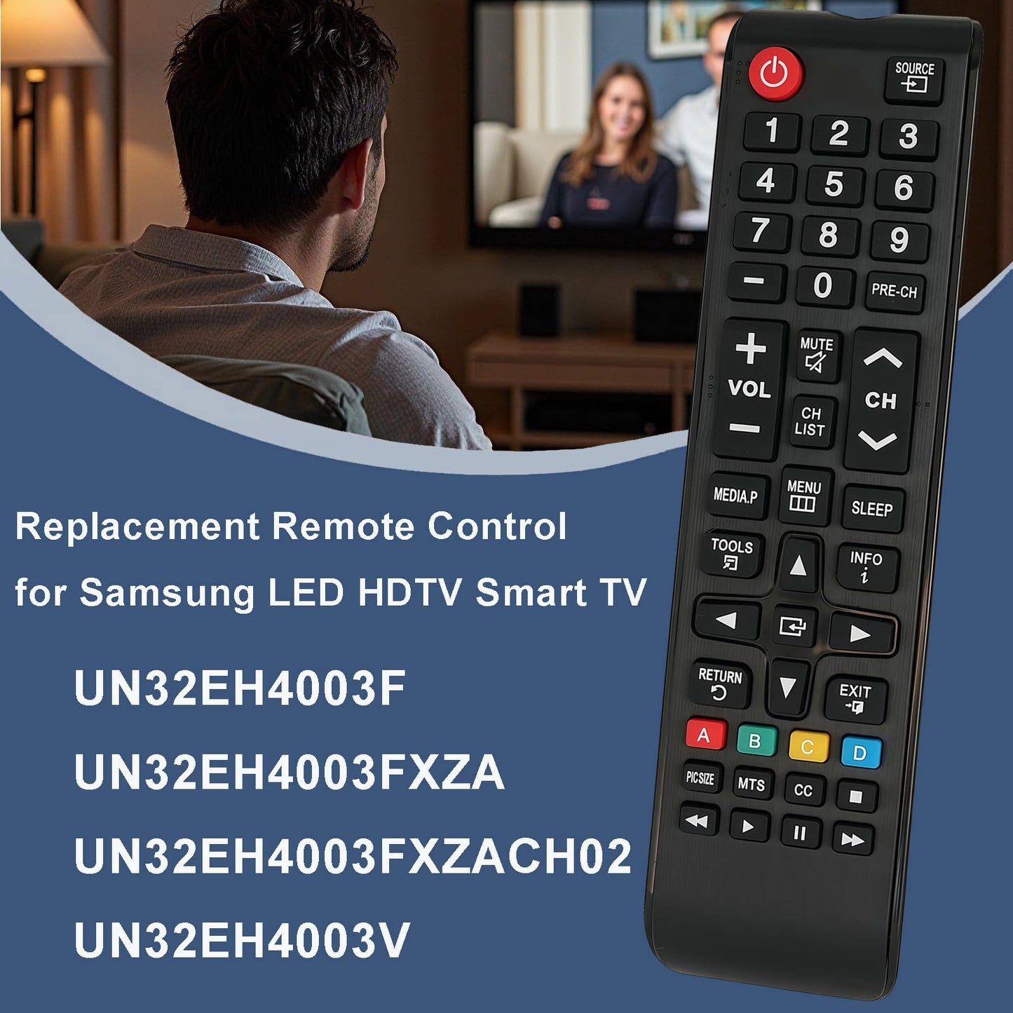 Replacement Remote Control for UN32EH4003F UN32EH4003FXZA Samsung TV LED HDTV