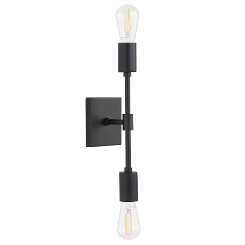 Linea di Liara Berbella 2-Light Matte Black Bathroom Vanity Light Fixtures Modern Wall Sconces Lighting Fixture Wall Lights for Hallway and Bedroom