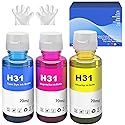 SHUOLEI 31 Cyan Magenta Yellow Ink Bottle Set Compatible Replacement for HP Smart Tank Printer 6001 7602 5101 5000 7301 5102 757 7601 7601 755 6002