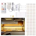 WOBANE Under Cabinet LED Lighting Kit, 6 PCS Dimmable LED Strip Lights with Remote Control Dimmer, 24W Adapter, Hidden 2700K Warm White Set, Bright
