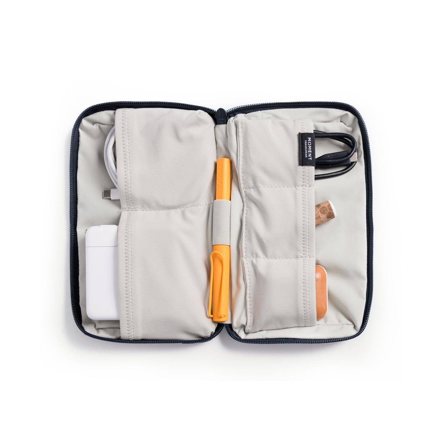 Moment Everything Tech Organizer - Water-Resistant Travel Pouch for Cables, Chargers & Accessories | Regular & Mini Sizes (Navy, Mini)