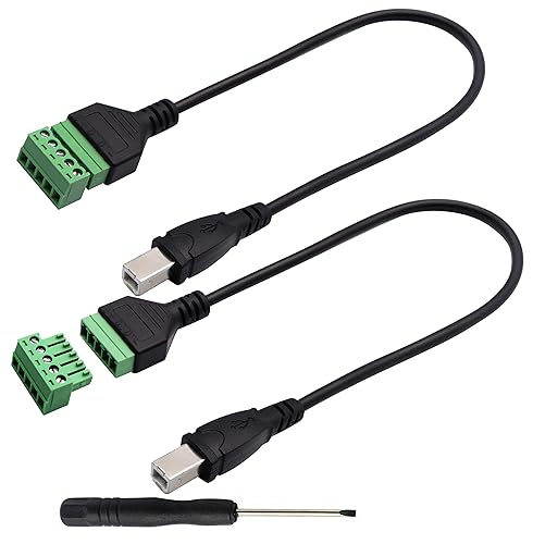 zdyCGTime 2.0 Type B USB Screw Terminal Block Cable USB 2.0 Type B Male Plug to 5 Pin/Way Female Bolt Screw with Shield terminals Pluggable Type