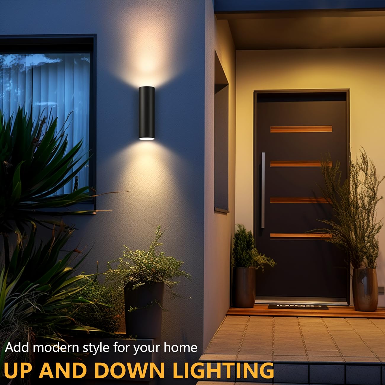 wowlite Outdoor Wall Light, Exterior Lighting, Matte Black Waterproof Wall Mount Cylinder Design, Up Down Light Fixture for Porch, Backyard and Patio