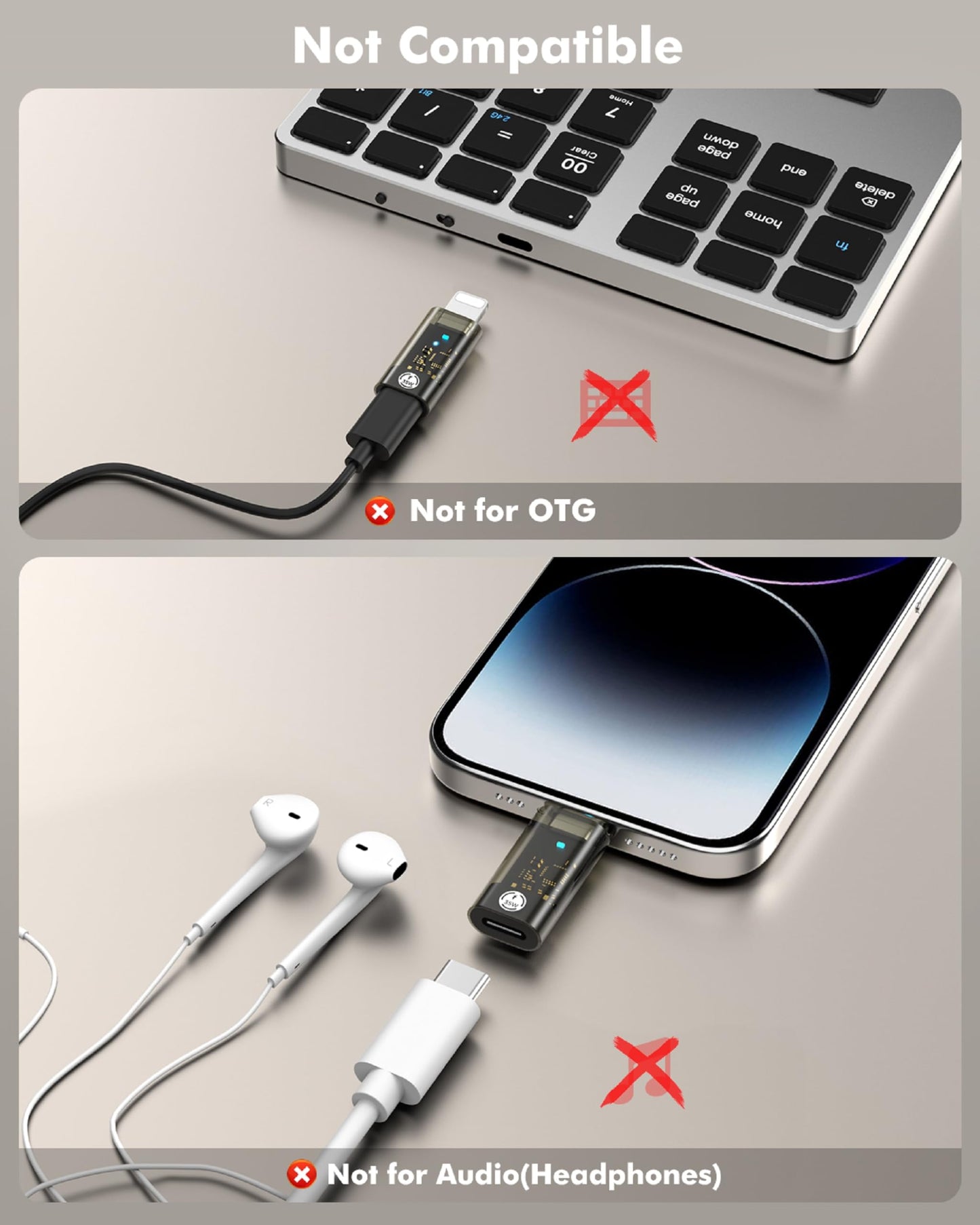 MoKo USB C to Lightning Adapter, Support 35W PD Fast Charging & Data Sync Lightning Male to USB C Female Adapter Compatible with iPhone…