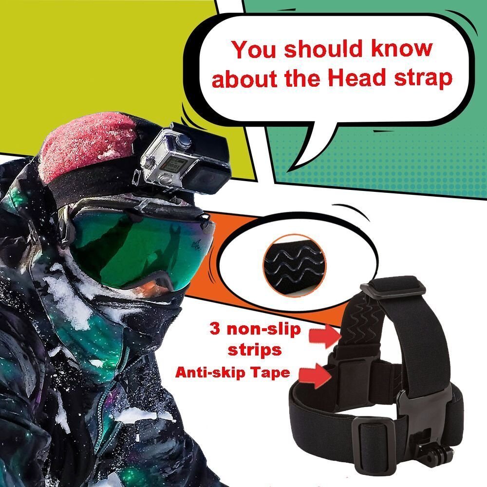 ASOCEA Action Camera Head Mount Strap Adjustable Wearing Headband Compatible with Gopro Hero 13/12/11/10/9/8/7/6/5,AKASO EK7000/Brave 4 /Brave 7/V50X