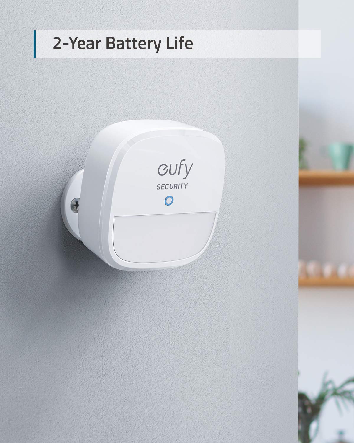 eufy Security Motion Sensor, Home Alarm System, 100° Coverage, 30 ft Detection Range, 2-Year Battery Life, Adjustable Sensitivity, HomeBase Required