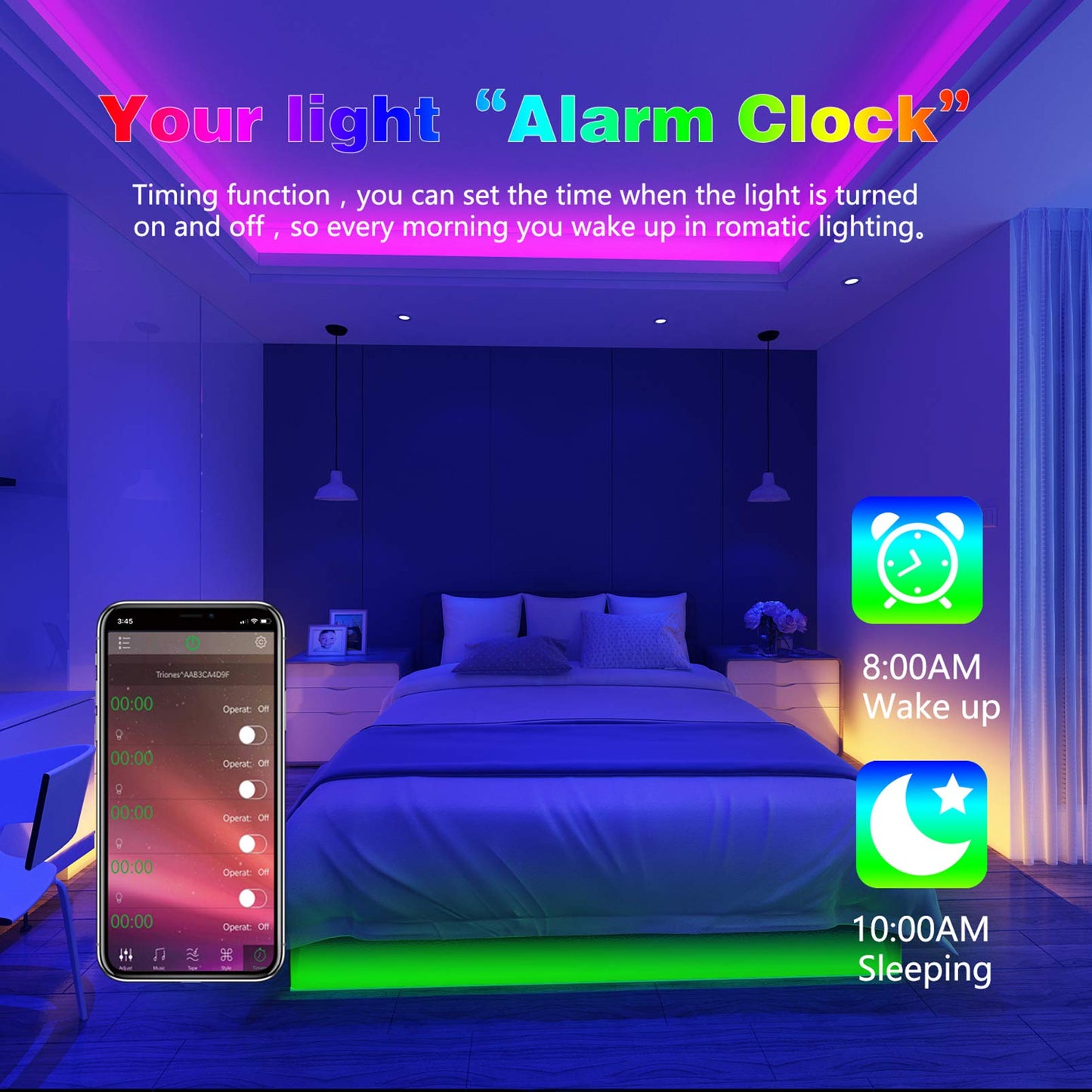 Jeryyen Led Strip Lights 33ft RGB Led Lights Led Strips Smart Led Lights Strip Music Sync Color Changing with Remote and App Control Led Lights