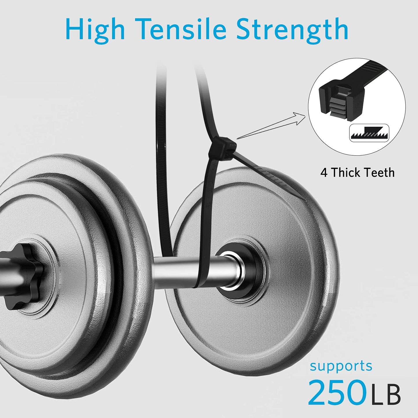 Industrial Zip Ties Heavy Duty with 250 lbs Tensile Strength, 11.6 inch, Electrical Cable Ties Heavy Duty, 50 Pieces, Wide and Thick Zip Ties,