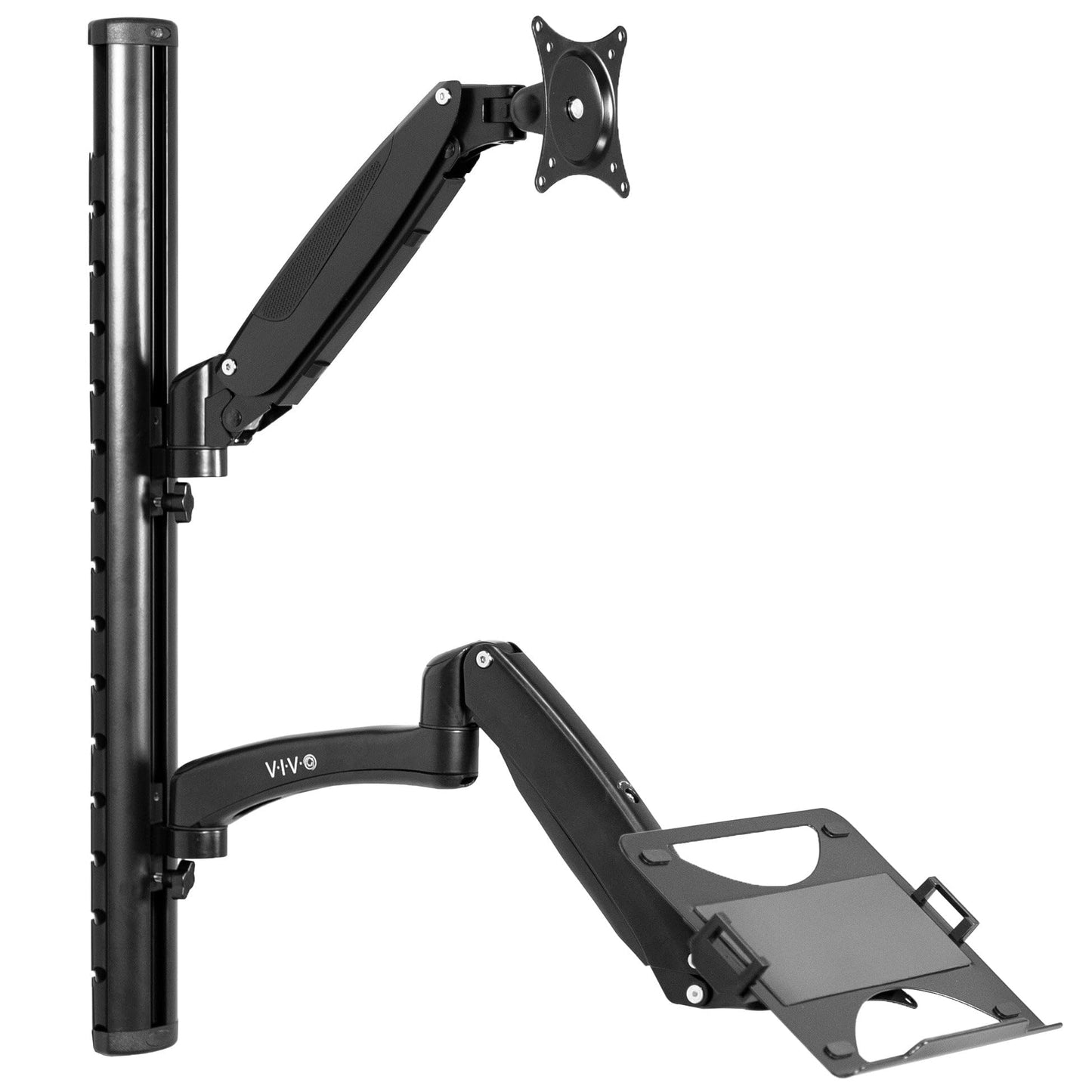 VIVO Sit-Stand Wall Mount Counterbalance Height Adjustable Monitor and Laptop Workstation for Screens up to 27 inches, STAND-SIT1L