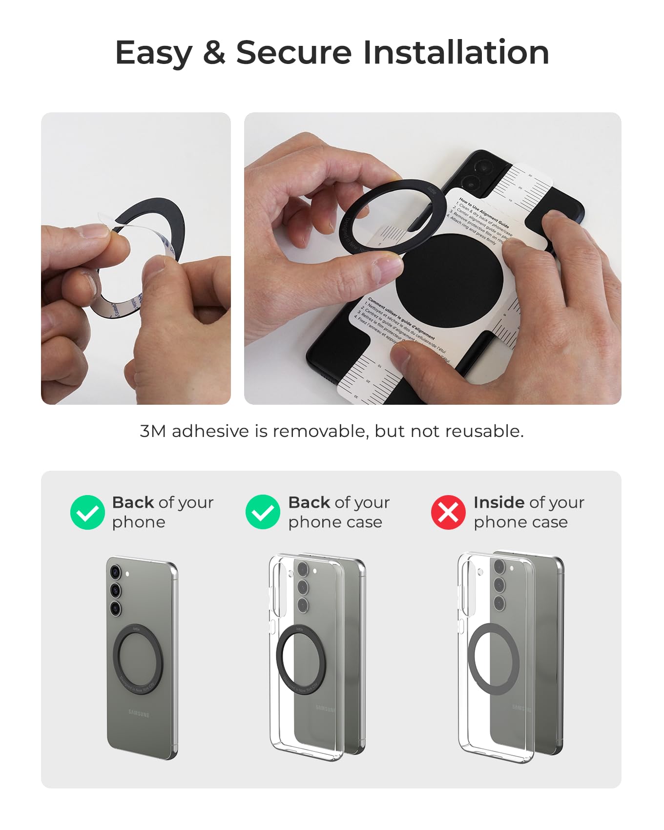 iOttie Universal MagSafe Ring Adapter for Android (2 Pack). Magnetic Adapter Ring Compatible with MagSafe Accessories & Wireless Chargers, Adhesive