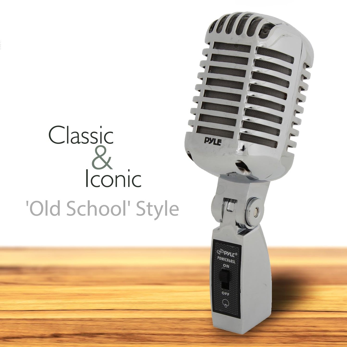 Pyle Classic Retro Dynamic Vocal Microphone - Old Vintage Style Metal Unidirectional Cardioid Mic with XLR Cable - Universal Stand Adapter - Live